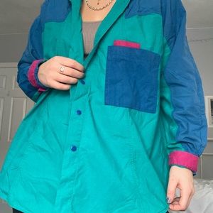 Vintage color block button up